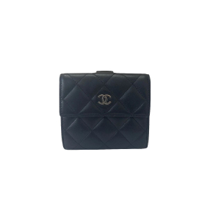 Carteira Chanel Interlocking CC Lambskin Preta