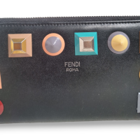 Carteira Fendi Rainbow Couro Preta 