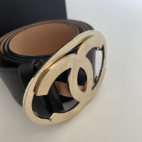Cinto Chanel Couro Preta 90