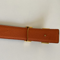 Cinto Hermès Constance Dupla face preto e laranja