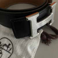Cinto Hermès H Box Preto e Caramelo Togo