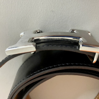 Cinto Hermès H Box Preto e Caramelo Togo