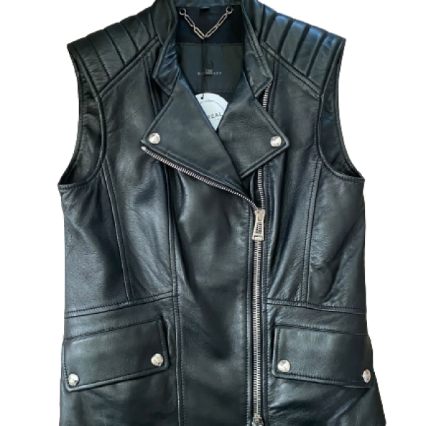 Colete Belstaff Couro Preto-38 Colete Belstaff Couro Preto-38