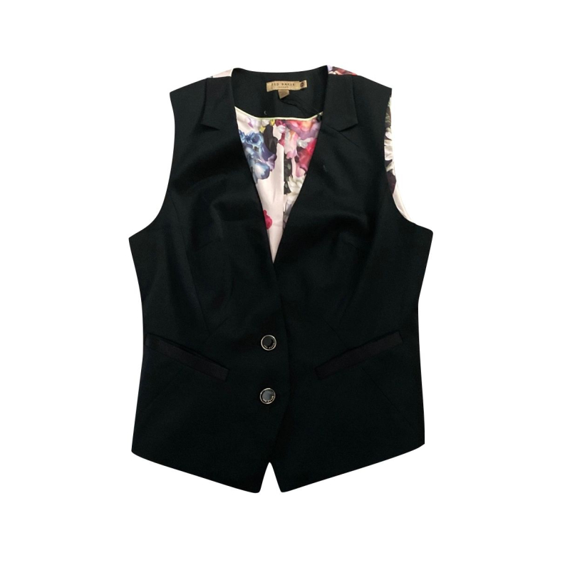 Colete Ted Baker Preto Estampado - 36 Colete Ted Baker Preto Estampado - 36