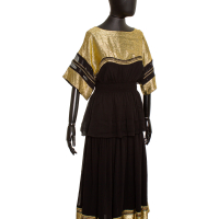 Conjunto Chloé Seda Preta Com Dourado