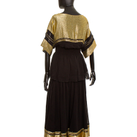 Conjunto Chloé Seda Preta Com Dourado