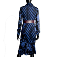 Vestido Diane Von Furstenberg Seda Preta Estampada Azul