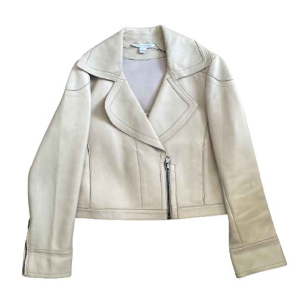 Jaqueta Diane Von Furstenberg Couro Off-White-G Jaqueta Diane Von Furstenberg Couro Off-White-G