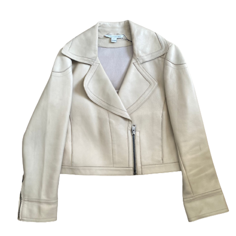 Jaqueta Diane Von Furstenberg Couro Off-White-G Jaqueta Diane Von Furstenberg Couro Off-White-G