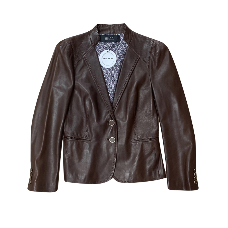 Jaqueta Gucci Couro Marrom - 40 Jaqueta Gucci Couro Marrom - 40