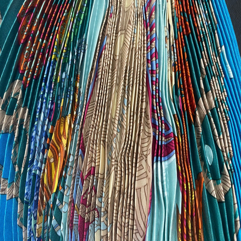 Lenço Hermès Seda Estampado Azul