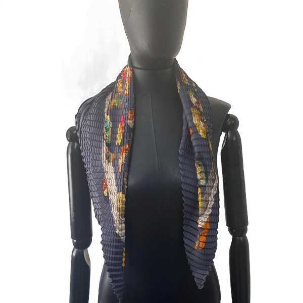 Lenço Hermès Seda Estampado Cinza