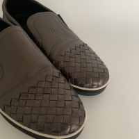 Mocassim Bottega Veneta Intrecciato Cinza Metalizado