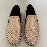 Mocassim Bottega Veneta Intrecciato Dourado 