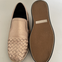 Mocassim Bottega Veneta Intrecciato Dourado 