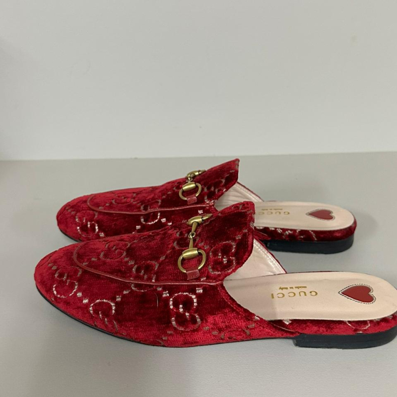 Mule Gucci Princetown Horsebit Vermelha-36