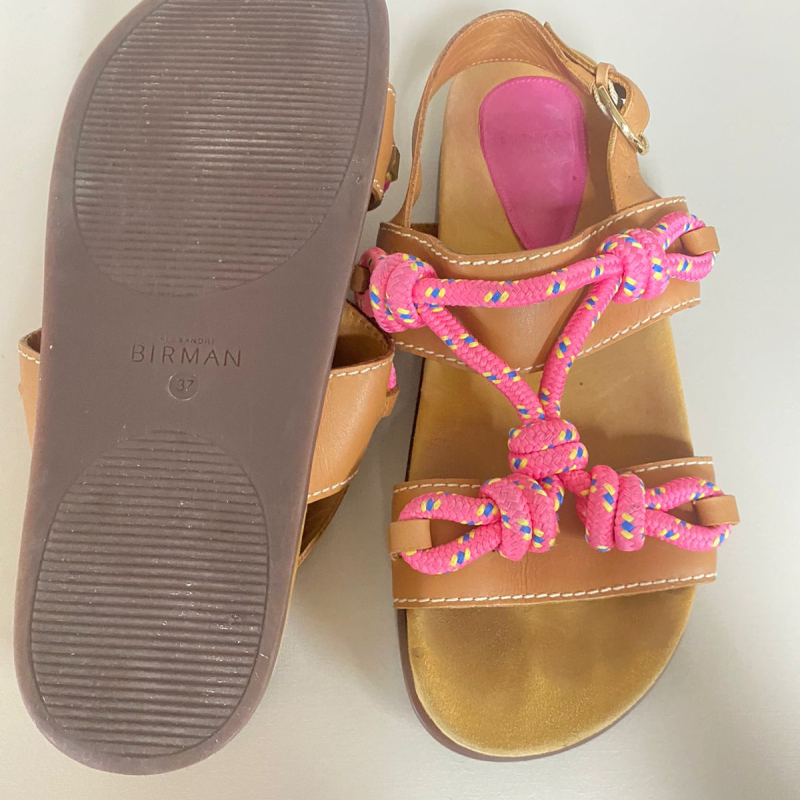 Papete Alexandre Birman Couro Caramelo - Corda Rosa-36