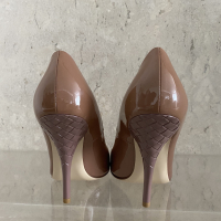 Peep Toe Bottega Veneta Intrecciato Verniz Nude
