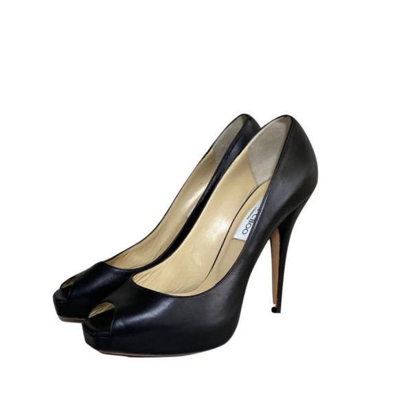 Peep Toe Jimmy Choo Couro Preto - 38