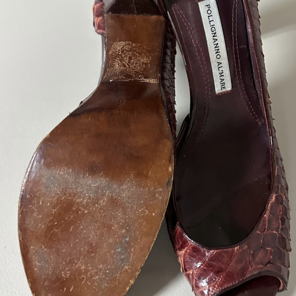 Peep Toe Pollignanno Al'mare Python Vinho -35