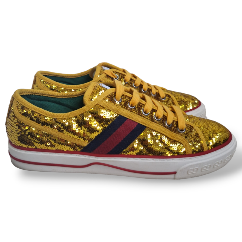 Tênis Gucci Lantejoula Dourado-38