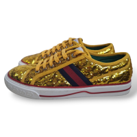 Tênis Gucci Lantejoula Dourado-38