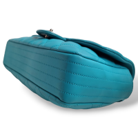 Bolsa Chanel Single Flap Rain Rubber Azul Turquesa