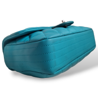 Bolsa Chanel Single Flap Rain Rubber Azul Turquesa