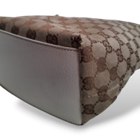Bolsa Gucci Tote Jacquard e Couro Off White