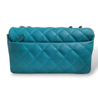 Bolsa Chanel Single Flap Rain Rubber Azul Turquesa