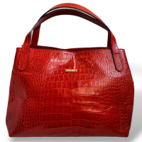 Bolsa Max Mara Embossed Croco Vermelho