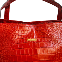 Bolsa Max Mara Embossed Croco Vermelho
