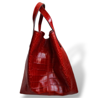 Bolsa Max Mara Embossed Croco Vermelho