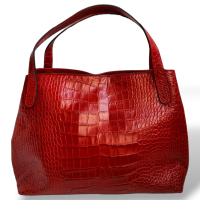 Bolsa Max Mara Embossed Croco Vermelho
