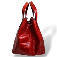 Bolsa Max Mara Embossed Croco Vermelho