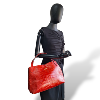 Bolsa Max Mara Embossed Croco Vermelho