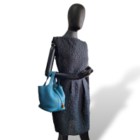 Bolsa Hermès Picotin 18 Clémence Vert Bosphore Ferragem Gold