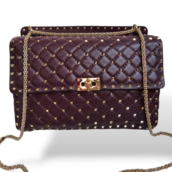 Bolsa Valentino Rockstud Spike Vinho