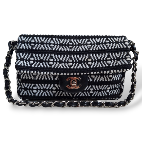 Bolsa Chanel Tweed Preta e Branca