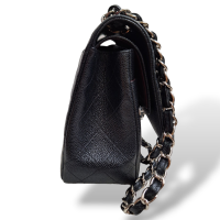 Bolsa Chanel Jumbo Double Flap Caviar Preta Ferragem Prata