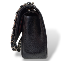 Bolsa Chanel Jumbo Double Flap Caviar Preta Ferragem Prata