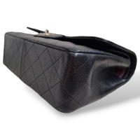 Bolsa Chanel Jumbo Double Flap Caviar Preta Ferragem Prata