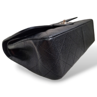 Bolsa Chanel Jumbo Double Flap Caviar Preta Ferragem Prata