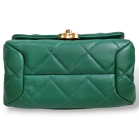 Bolsa Chanel Mini Flap Verde Couro Lambskin Ferragem Dourada 