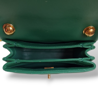 Bolsa Chanel Mini Flap Verde Couro Lambskin Ferragem Dourada 