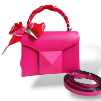 Bolsa Valentino Mini One Stud Pink com Twilly