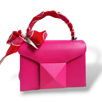 Bolsa Valentino Mini One Stud Pink com Twilly