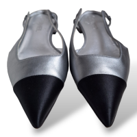 Slingback Chanel CC Prata e Preto - 36