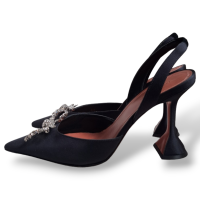 Slingback Amina Muaddi Rosie Cetim Preto-39
