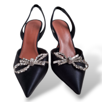 Slingback Amina Muaddi Rosie Cetim Preto-39